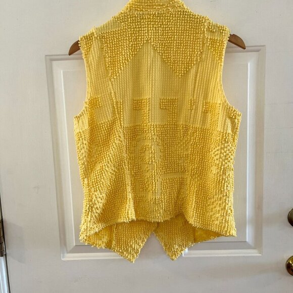 Vintage Painted Pony Woman's Cool Yellow Chenille Western Vest Sz Med - Picture 4 of 7